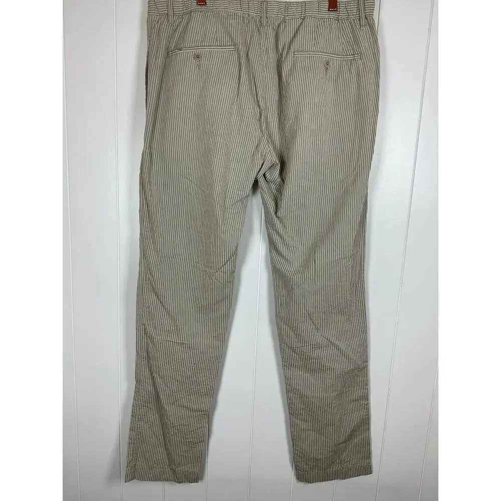 Hartford Men's Tanker Woven Tan/Taupe 100% Cotton Seersucker‎ Pants Size 52/XL